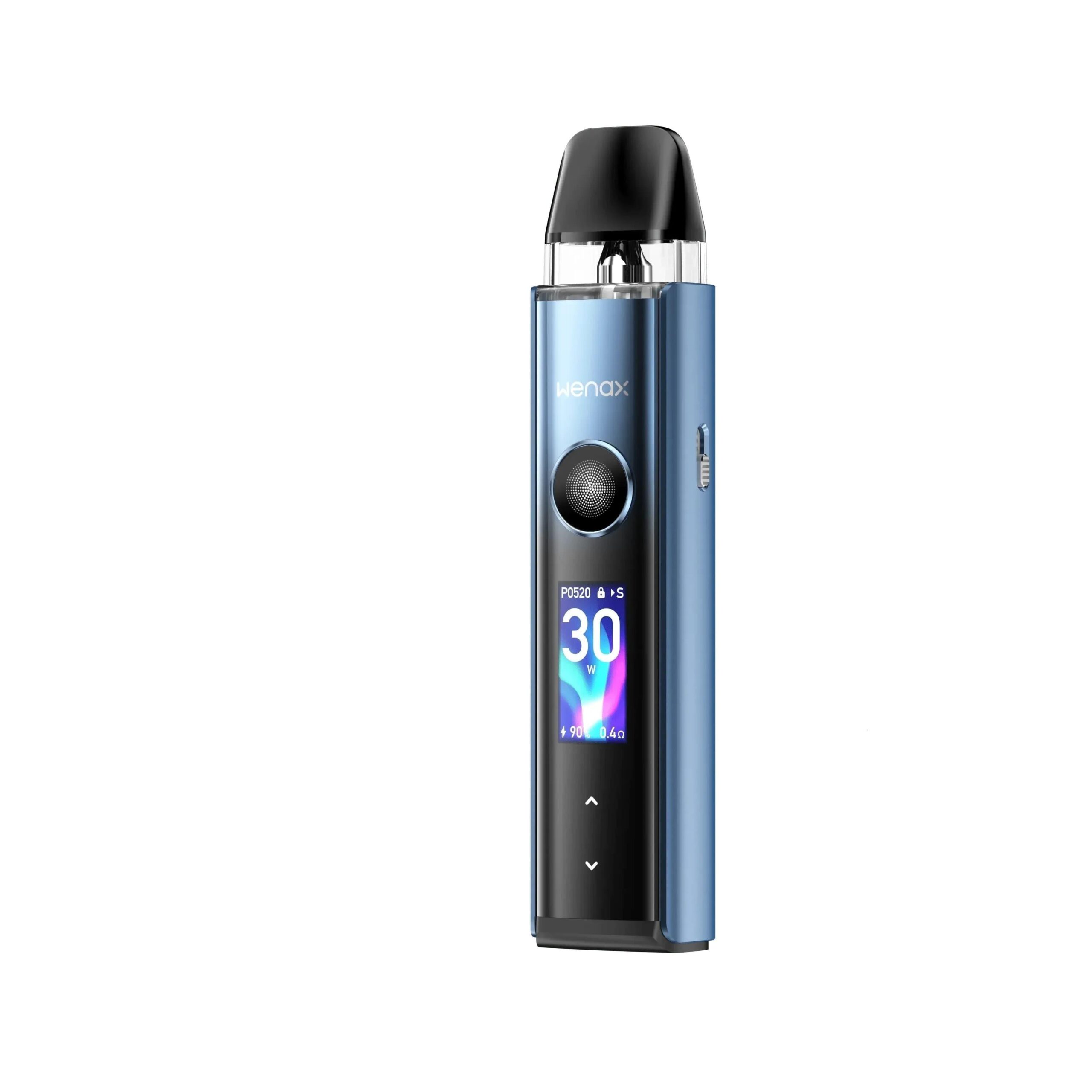 Obraz przedstawiający kontrast między przesadzonymi obietnicami marketingowymi a rzeczywistą wydajnością urządzeń vape, z elementami technologicznymi takimi jak port USB-C i grzałka mesh.