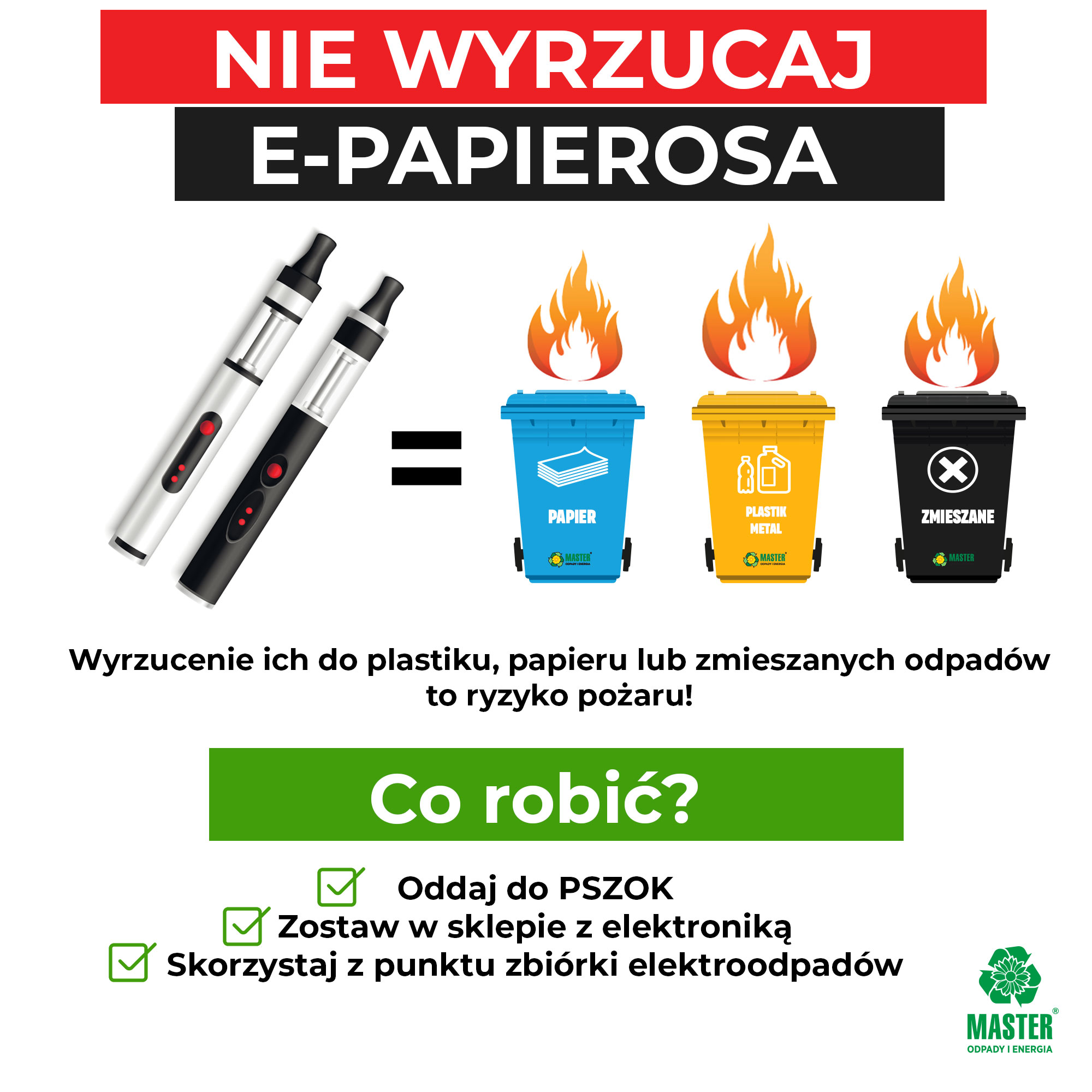 Osoba z nieprzyjemnym wyrazem twarzy zaciągająca się e-papierosem, z dymem sugerującym spaleniznę lub graficznym przedstawieniem suchej grzałki.