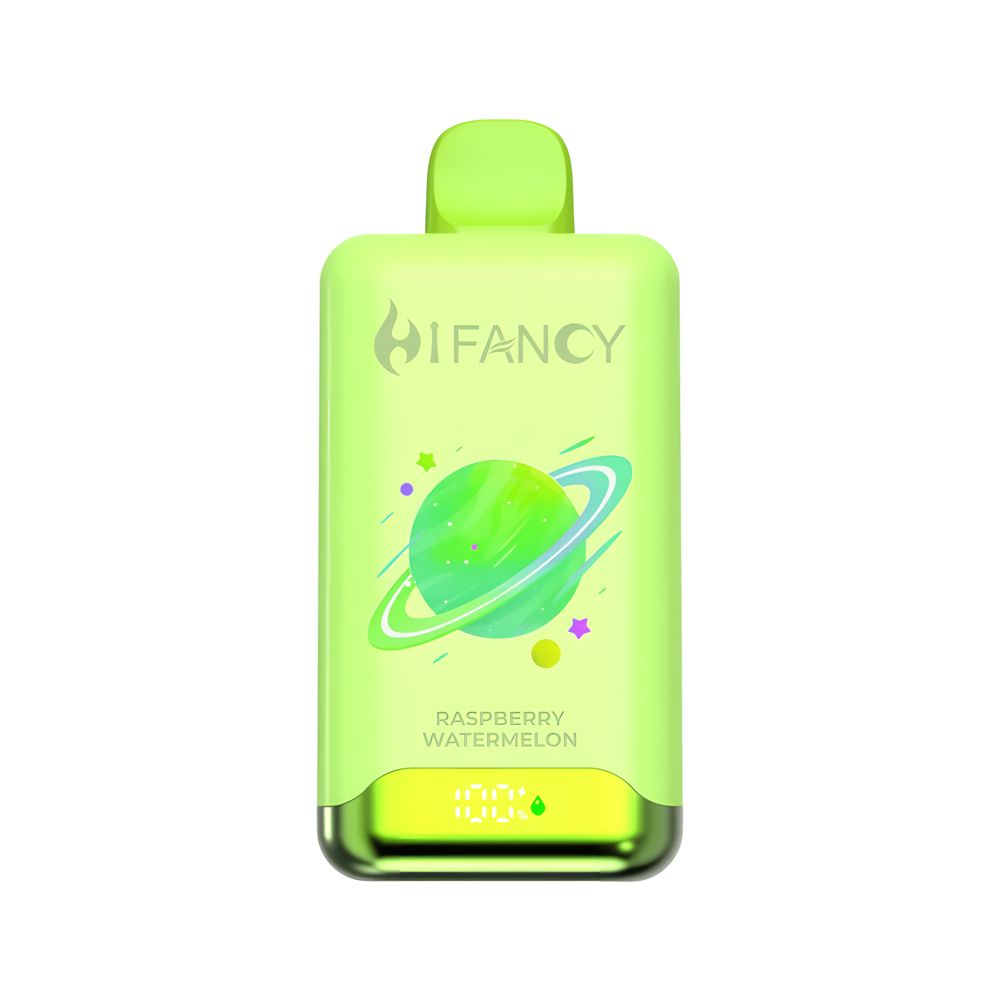 Jednorazowy e-papieros Hifancy Space 50000 z wyraźnie widocznym cyfrowym ekranem LED, pokazującym poziom płynu i baterii.