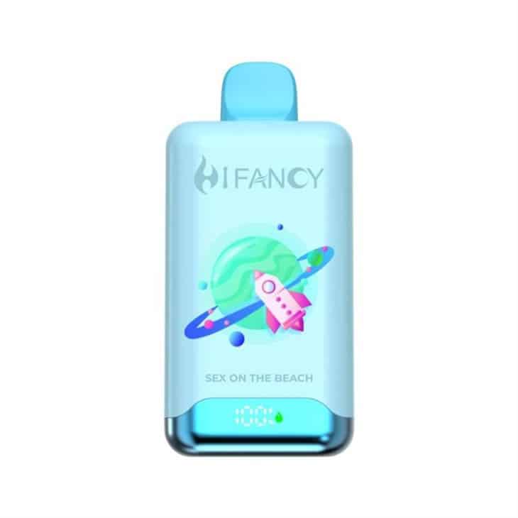 Osoba trzymająca e-papieros Hifancy Space 50000 Puffs z miną dezorientacji, symbolizująca utratę smaku.