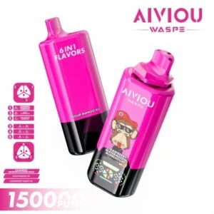Zdjęcie e-papierosa Airmez Fox 4in1 120000 Puffs, podkreślające jego modułową konstrukcję i możliwość zmiany smaków, z widocznymi czterema komorami na liquid.