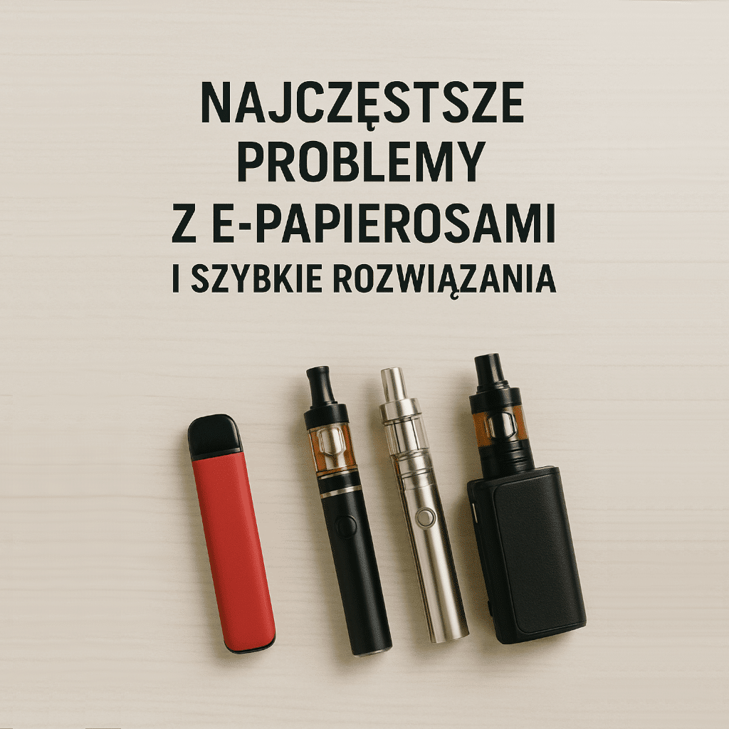 Obrazek ostrzegawczy o suchym zaciągnięciu (dry hit) lub przypalonej grzałce w e-papierosie.