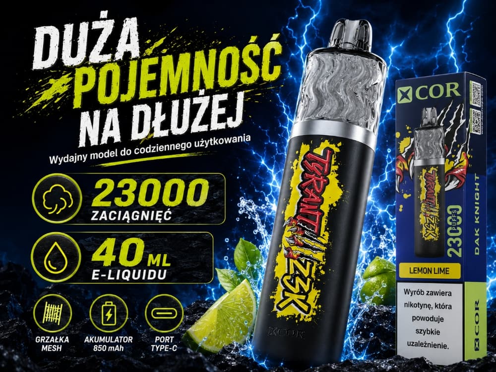 Grafika przedstawiająca system podwójnej grzałki Dual Mesh w e-papierosie Xcor Tyrant 23000 Puffs, podkreślająca równomierne nagrzewanie i czystość smaku.